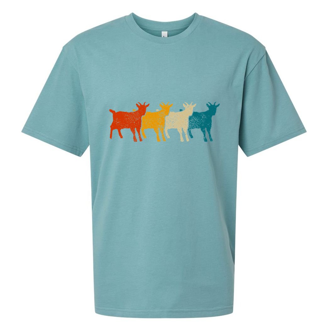 Goat Vintage Retro Farm Animal Goats Sueded Cloud Jersey T-Shirt