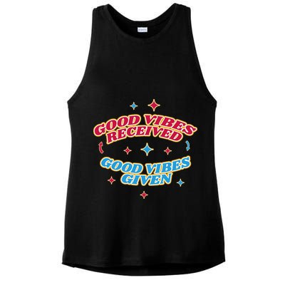 Good Vibes Received Good Vibes Given Retro Ladies PosiCharge Tri-Blend Wicking Tank