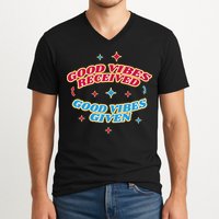 Good Vibes Received Good Vibes Given Retro V-Neck T-Shirt