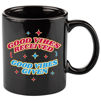 Good Vibes Received Good Vibes Given Retro 11oz C Handle Ceramic Mug
