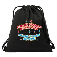 Good Vibes Received Good Vibes Given Retro Drawstring Bag