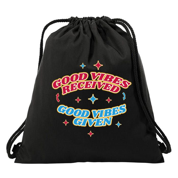 Good Vibes Received Good Vibes Given Retro Drawstring Bag