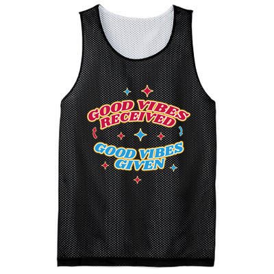 Good Vibes Received Good Vibes Given Retro Mesh Reversible Basketball Jersey Tank