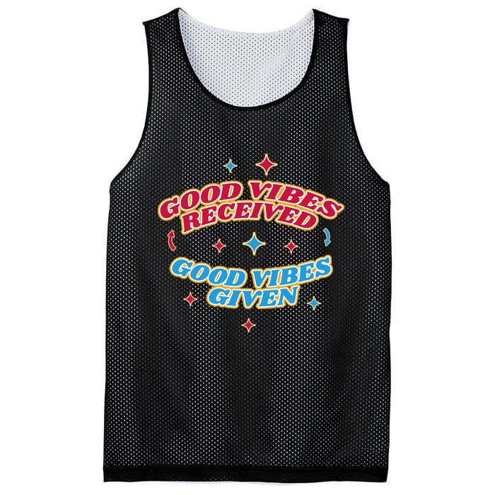 Good Vibes Received Good Vibes Given Retro Mesh Reversible Basketball Jersey Tank