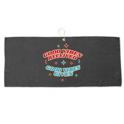 Good Vibes Received Good Vibes Given Retro Large Microfiber Waffle Golf Towel