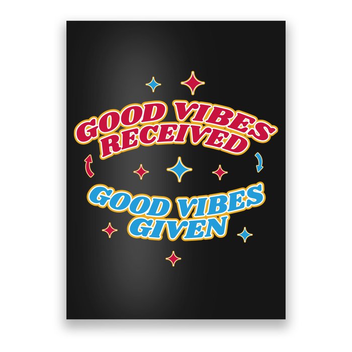 Good Vibes Received Good Vibes Given Retro Poster