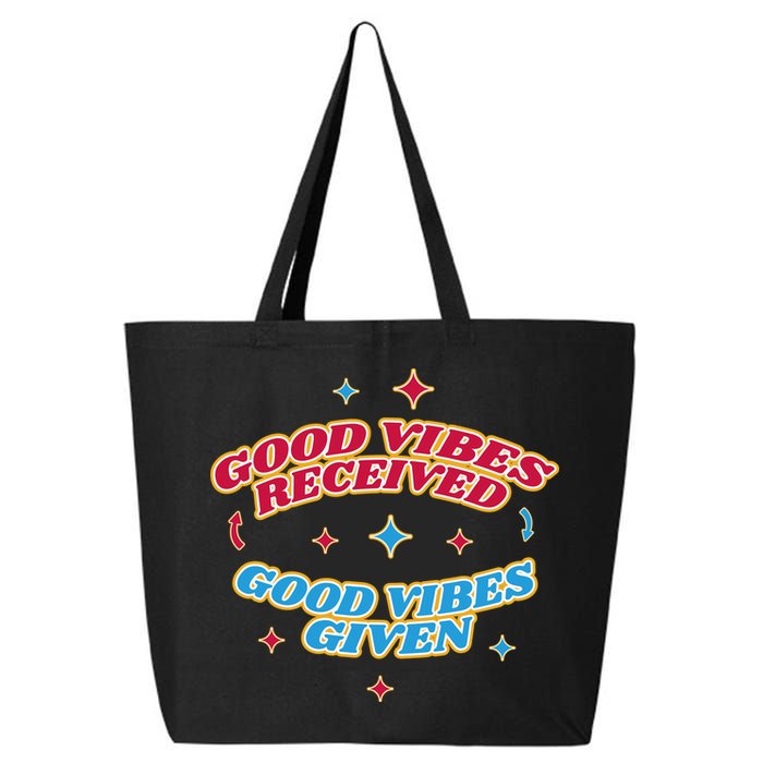 Good Vibes Received Good Vibes Given Retro 25L Jumbo Tote