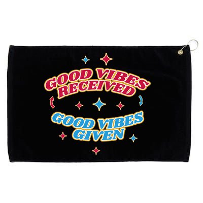 Good Vibes Received Good Vibes Given Retro Grommeted Golf Towel