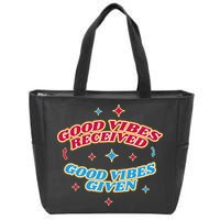 Good Vibes Received Good Vibes Given Retro Zip Tote Bag