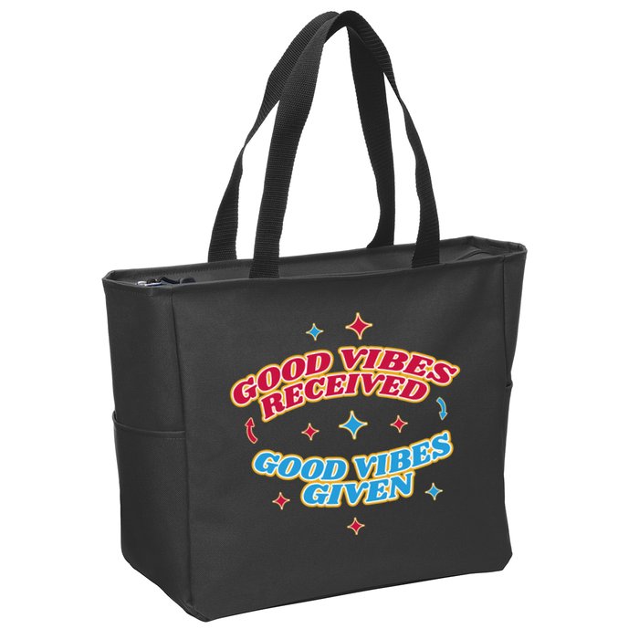 Good Vibes Received Good Vibes Given Retro Zip Tote Bag