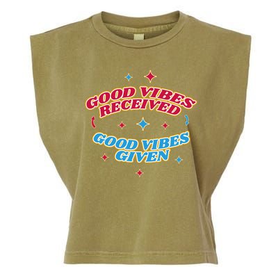 Good Vibes Received Good Vibes Given Retro Garment-Dyed Women's Muscle Tee