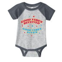 Good Vibes Received Good Vibes Given Retro Infant Baby Jersey Bodysuit