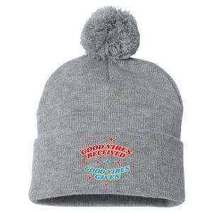 Good Vibes Received Good Vibes Given Retro Pom Pom 12in Knit Beanie