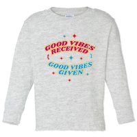 Good Vibes Received Good Vibes Given Retro Toddler Long Sleeve Shirt