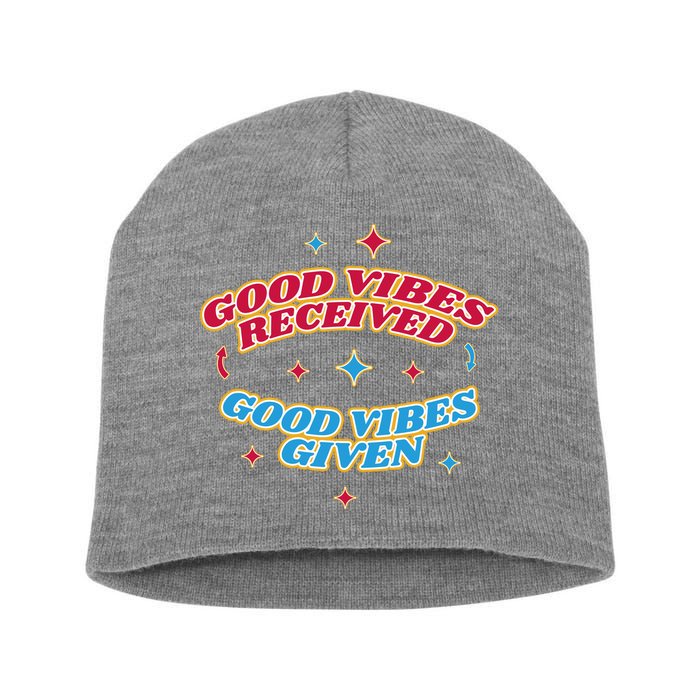 Good Vibes Received Good Vibes Given Retro Short Acrylic Beanie