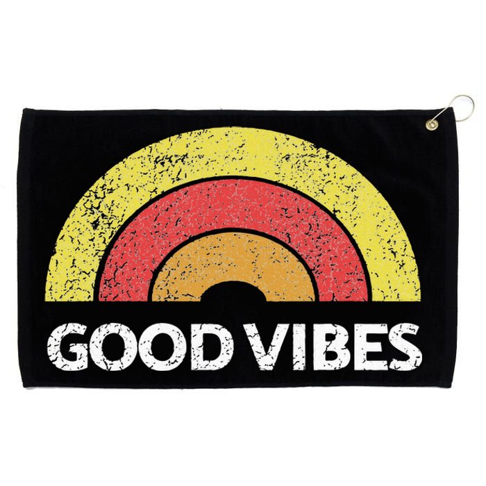 Good Vibes Rainbow Tribe Vintage Boho Hippie Cute Sun Yoga Grommeted Golf Towel