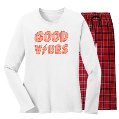 Good Vibes Retro Lightning Women's Long Sleeve Flannel Pajama Set 