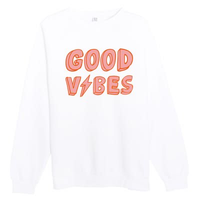 Good Vibes Retro Lightning Premium Crewneck Sweatshirt