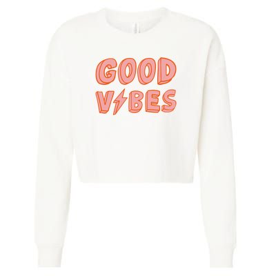 Good Vibes Retro Lightning Cropped Pullover Crew