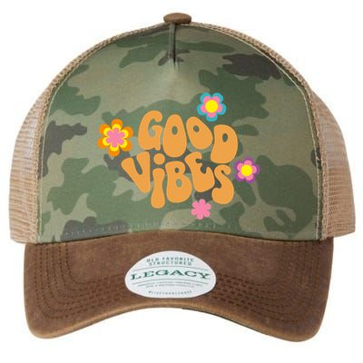Good Vibes Retro Groovy Flower Legacy Tie Dye Trucker Hat