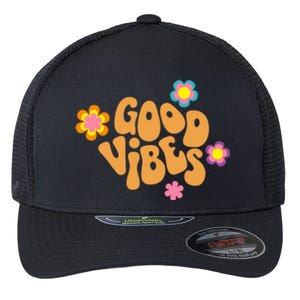 Good Vibes Retro Groovy Flower Flexfit Unipanel Trucker Cap