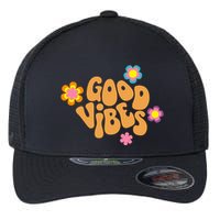 Good Vibes Retro Groovy Flower Flexfit Unipanel Trucker Cap