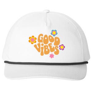 Good Vibes Retro Groovy Flower Snapback Five-Panel Rope Hat