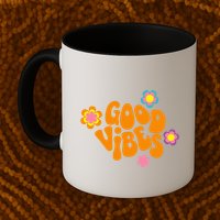 Good Vibes Retro Groovy Flower Mug