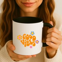 Good Vibes Retro Groovy Flower Mug