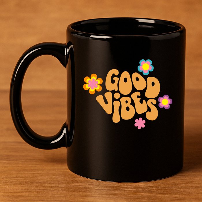 Good Vibes Retro Groovy Flower 11oz C Handle Ceramic Mug