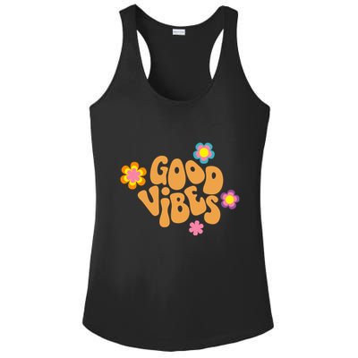 Good Vibes Retro Groovy Flower Ladies PosiCharge Competitor Racerback Tank