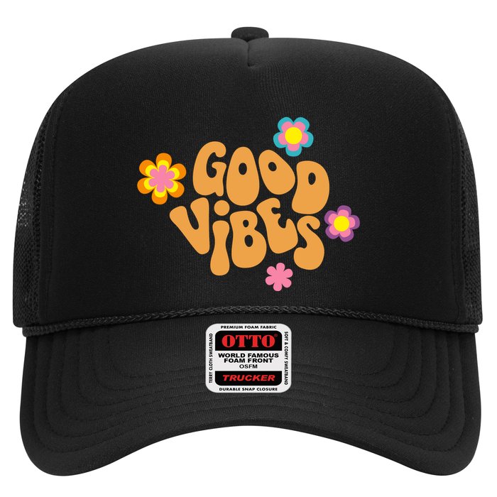 Good Vibes Retro Groovy Flower Hat