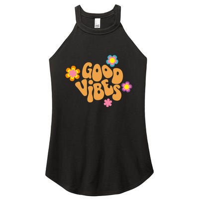 Good Vibes Retro Groovy Flower Women's Perfect Tri Rocker Tank