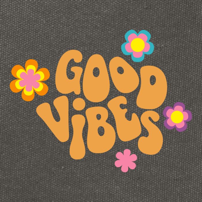 Good Vibes Retro Groovy Flower Cotton Canvas Backpack