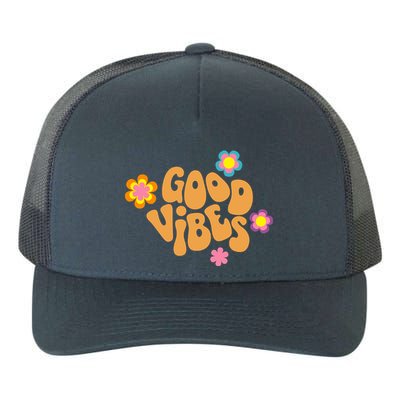 Good Vibes Retro Groovy Flower Yupoong Adult 5-Panel Trucker Hat