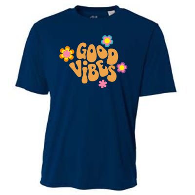 Good Vibes Retro Groovy Flower Cooling Performance Crew T-Shirt