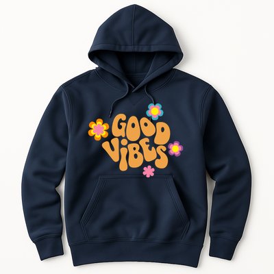 Good Vibes Retro Groovy Flower Hoodie
