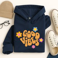 Good Vibes Retro Groovy Flower Hoodie