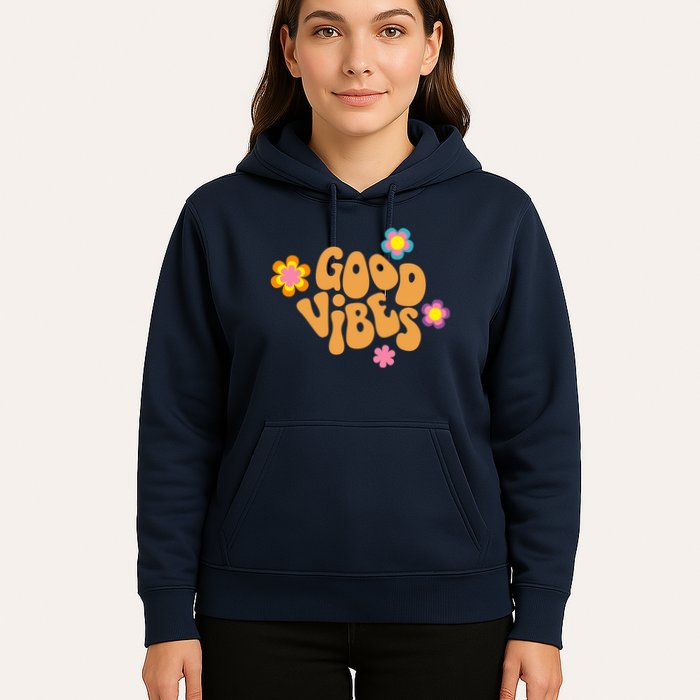 Good Vibes Retro Groovy Flower Hoodie