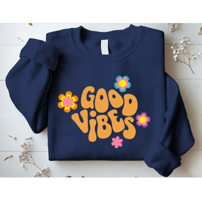 Good Vibes Retro Groovy Flower Sweatshirt