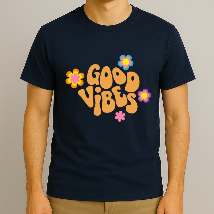 Good Vibes Retro Groovy Flower T-Shirt