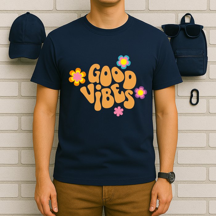 Good Vibes Retro Groovy Flower T-Shirt