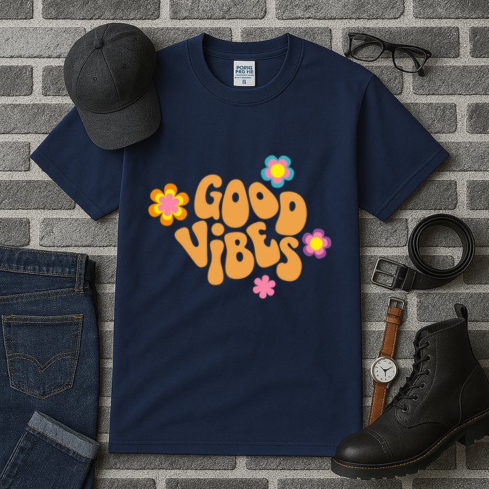 Good Vibes Retro Groovy Flower Tall T-Shirt