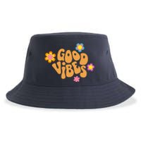 Good Vibes Retro Groovy Flower Sustainable Bucket Hat