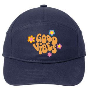 Good Vibes Retro Groovy Flower 7-Panel Snapback Hat