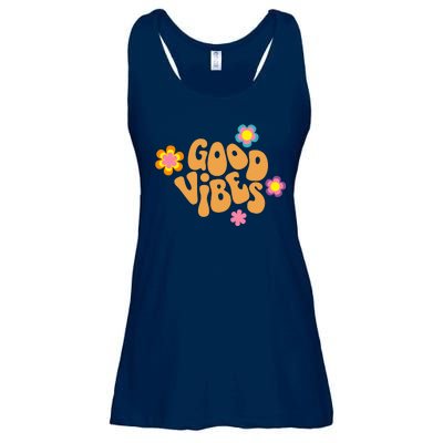 Good Vibes Retro Groovy Flower Ladies Essential Flowy Tank