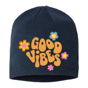 Good Vibes Retro Groovy Flower Sustainable Beanie