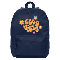 Good Vibes Retro Groovy Flower 16 in Basic Backpack