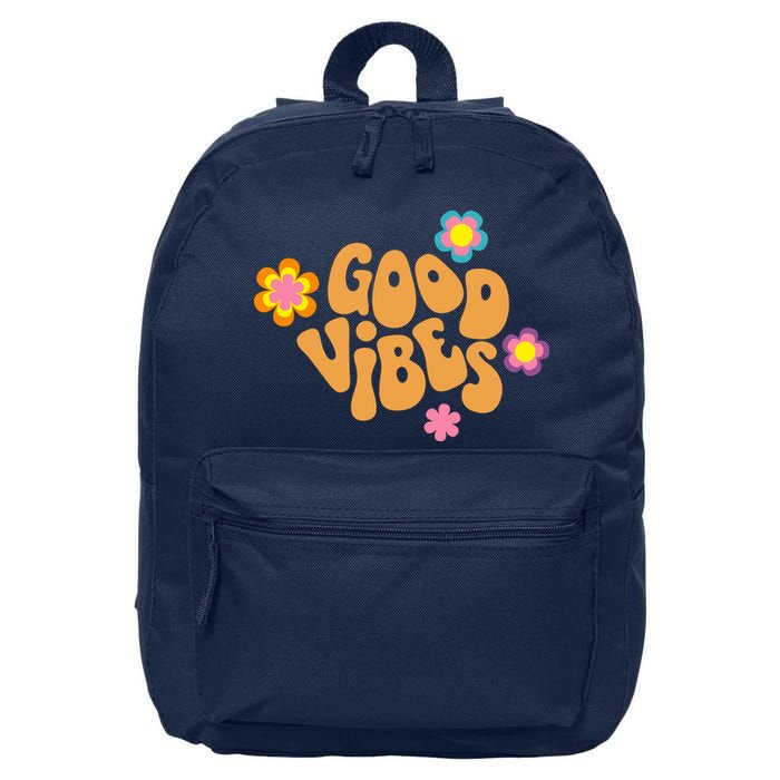Good Vibes Retro Groovy Flower 16 in Basic Backpack