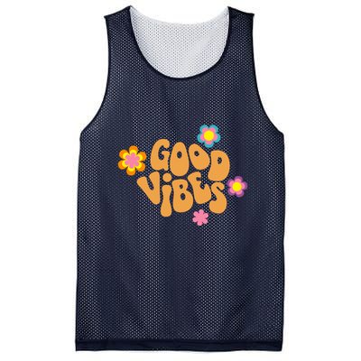 Good Vibes Retro Groovy Flower Mesh Reversible Basketball Jersey Tank
